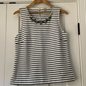 J Crew black and white striped embellished shirt